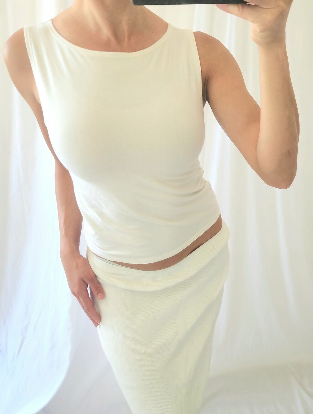 Reformation White Ribbed Tank Top